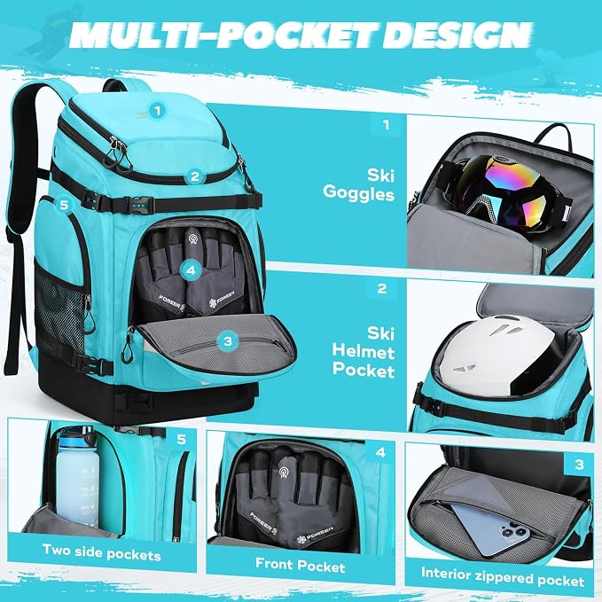 Maelstrom Ski Boot Bag,55L Large Ski Boots Travel Backpack for Men Women,Waterproof Snowboard Boot Bag for Skis Accessories - Image 5