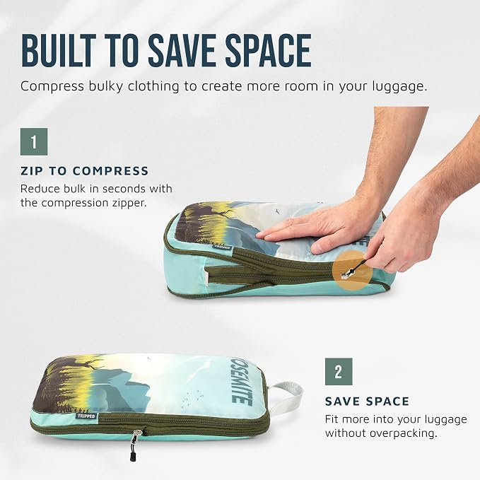 Large Compression Packing Cubes for Travel-Packing Cube Luggage Organizers 7 Piece Set for Checked Luggage-Ultralight, Expandable/Compression Bags by TRIPPED Travel Gear (National Parks) - Image 5