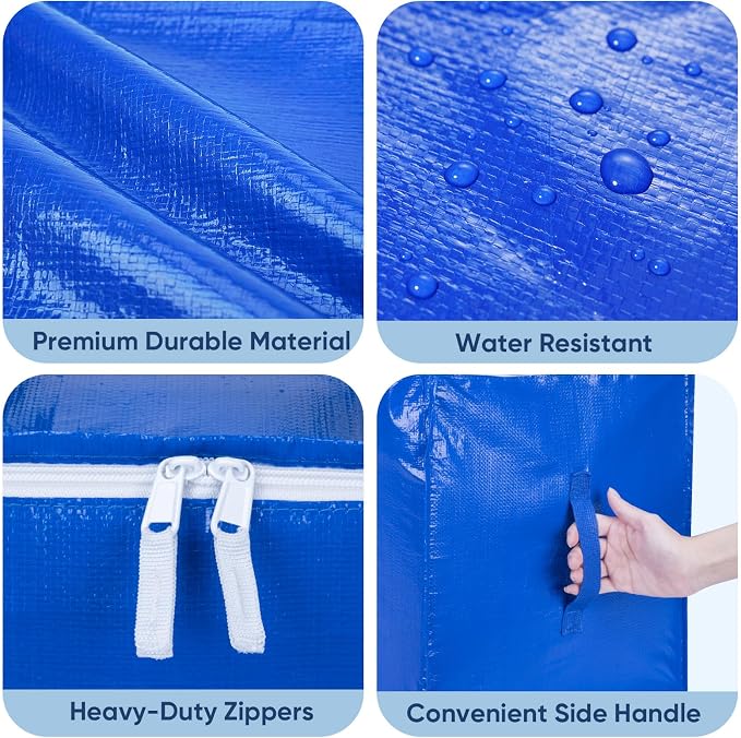 BALEINE 4-Pack Oversized Moving Bags with Reinforced Handles, Heavy-Duty Storage Tote for Clothes, Moving Supplies (Royal Blue, 4-Pack) - Image 7