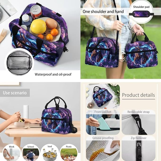POLERO Floral Horse Backpacks for Girls Aesthetic Bookbags for Elementary Middle Schools 4Pcs Kids School Bag with Lunch Box - Image 5