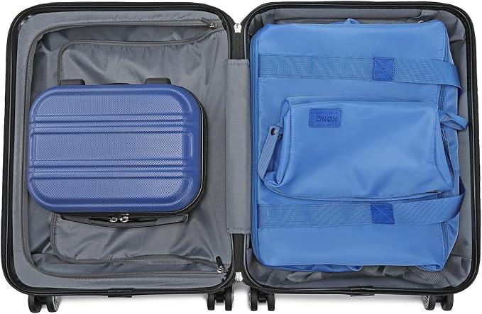 Kono Luggage Set 4 Piece Carry On Hardside Luggage with Spinner Wheels | Lightweight PC+ABS Carry On Suitcase with TSA Lock Navy - Image 7