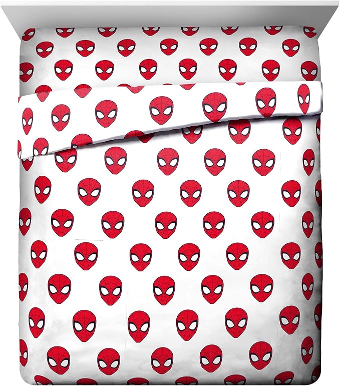 Jay Franco Kids Sheet Set with Fitted, Flat Sheets & Pillow Cover - Ultra-Soft Bedding with Pillowcase for Room Decor, Red - Spiderman, 4 Piece Queen by JayFranco