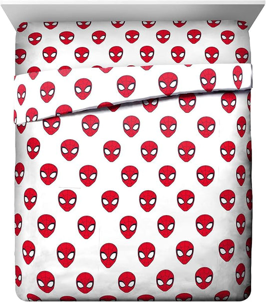 Jay Franco Kids Sheet Set with Fitted, Flat Sheets & Pillow Cover - Ultra-Soft Bedding with Pillowcase for Room Decor, Red - Spiderman, 4 Piece Queen by JayFranco