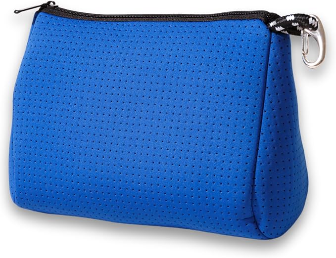 POPUPS Large Makeup Bag with Zipper, Royal Blue - Waterproof Neoprene Cosmetic Bag 7.7 x 10.75 x 5 inches by POPUPSBrand
