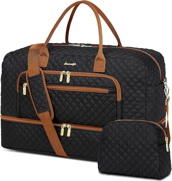 Travel Duffle Bag Weekender for Women - 38L Carry-On Overnight Personal Item Bag with Shoe Compartment & Wet Pocket Weekend Tote Bags with Toiletry Hospital Bags for Labor and Delivery by LUOCIP