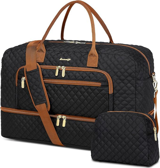 Travel Duffle Bag Weekender for Women - 38L Carry-On Overnight Personal Item Bag with Shoe Compartment & Wet Pocket Weekend Tote Bags with Toiletry Hospital Bags for Labor and Delivery by LUOCIP