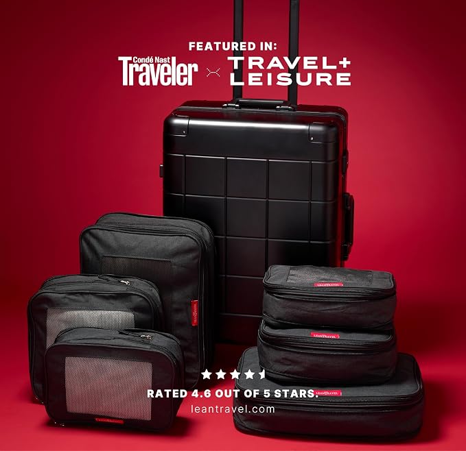 LeanTravel Premium Compression Packing Cubes for Travel - Suitcase Organizer Bags with Double Zipper & Breathable Mesh Panel - Space Saving Carry On Luggage Essentials (6-Pack Black) - Image 6
