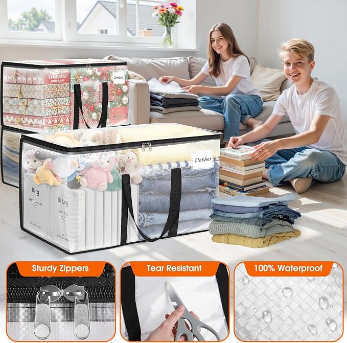 Fab totes Moving Bags Extra Heavy Duty Oversized Clear Storage Bags with Reinforced Handle and Double Zippers,Moving Supplies Totes for Storage Packing Dorm Room Essentials Alternative to Moving Boxes - Image 5