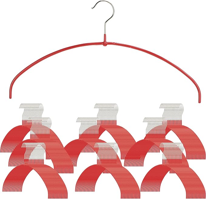 Mawa by Reston Lloyd, Euro Ultra-Thin Series, Non-Slip Space Saving Clothes Hanger, Style 40/PT for T-Shirts, Blouse, & Sun Dresses, Set of 180, Red by Mawa