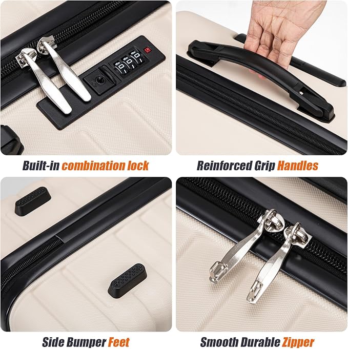 Cosbarn Luggage Sets 5 Piece Suitcases with Wheels, Suitcase Set ABS Hard Case Luggage with Spinner Wheels Durable Travel Luggage - Image 2
