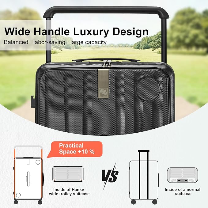 Hanke Multifunctional 26 Inch Hard Shell Suitcases with Wheels Travel Approved Luggage Large Rolling Suitcase Checked Luggage for Women Men(Jet Black) - Image 6