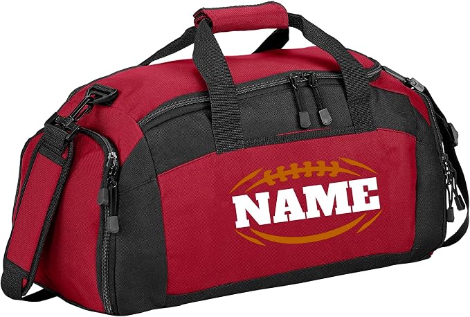Personalized Sports Duffle Bag with Shoe Compartment (Football, Red) by all+about+me+company