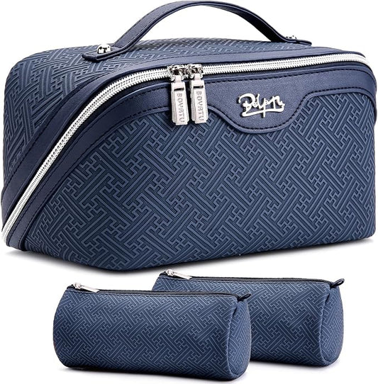 BOYATU Travel Makeup Bags for Women: Vintage Roman Column Texture | Each Journey, Quiet Luxury Serenity - 3 Pcs Set Large Capacity Cosmetic Bag Organizer Toiletry Purse 50% Extra Storage by BOYATU