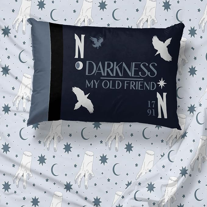 Jay Franco Sheet Set with Fitted, Flat Sheets & Pillow Cover - Ultra-Soft Bedding with Pillowcase for Room Decor, Blue - Wednesday, 3 Piece Twin - Image 2