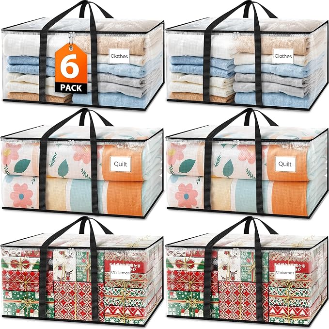 Fab totes Moving Bags Extra Heavy Duty Oversized Clear Storage Bags with Reinforced Handle and Double Zippers,Moving Supplies Totes for Storage Packing Dorm Room Essentials Alternative to Moving Boxes by Fabtotes