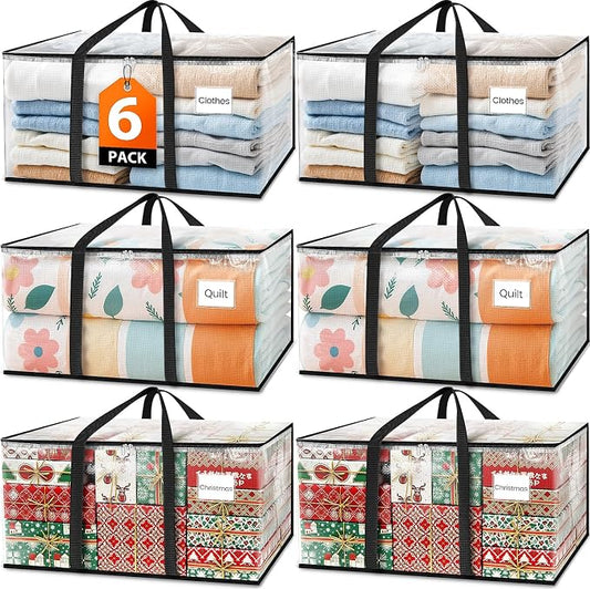 Fab totes Moving Bags Extra Heavy Duty Oversized Clear Storage Bags with Reinforced Handle and Double Zippers,Moving Supplies Totes for Storage Packing Dorm Room Essentials Alternative to Moving Boxes by Fabtotes