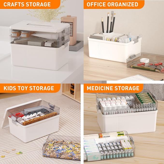 Citylife 3-Tier Medicine Cabinet Organizer,Medicine Cabinet First Aid Kit with Handle,Portable Multi-Purpose Storage Box Suitable for Family Emergency,Home,Travel,White - Image 8
