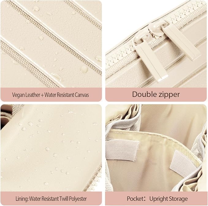 Travel Makeup Organizer Bag with Fold-Down Design and Adjustable Dividers, 27 Pockets & 3 Brush Storage Holders, Large Capacity Cosmetic Bags Toiletry Case (White, Large) - Image 7