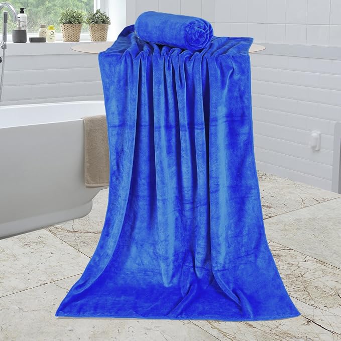 JML Large Bath Towels Set of 2, 30x60 Inches, Dark Blue | Microfiber, Hanging Loop, Soft Absorbent, Quick Dry, Lint-free, Use for Back-to-School dorm, Spa, Sauna, Salon - Image 6