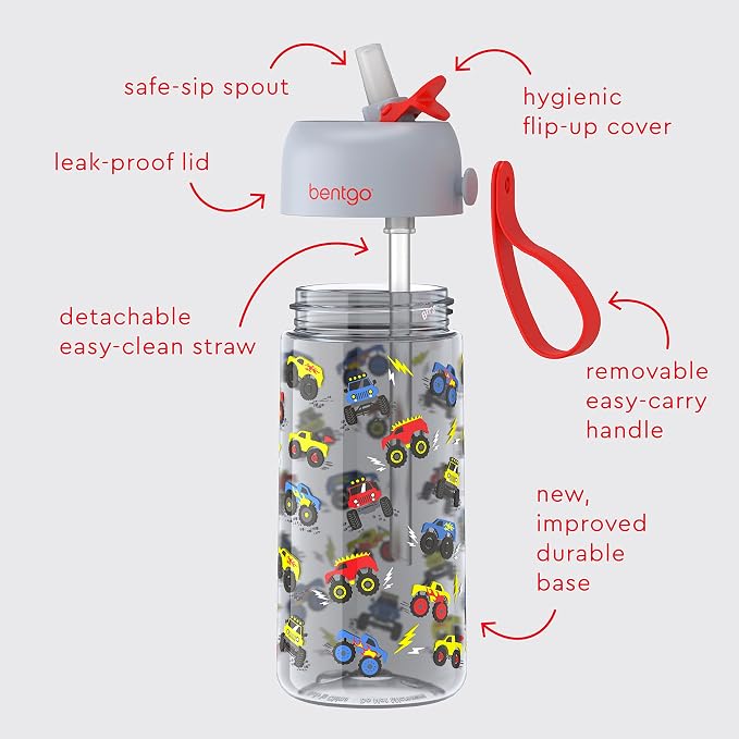Bentgo® Kids Lunch Bag Set Water Bottle - New & Improved 2023 (Trucks) - Image 5