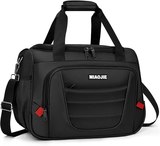 Underseat Carry On luggage Bag Airplanes Personal Item Bags Weekender Overnight Travel Tote Bag Shoulder Small Softside Carry on Luggage Travel Duffel Bags For Men Women -16 IN Black by MIAOJIE