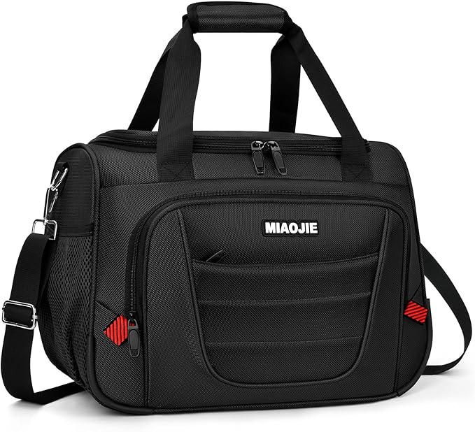 Underseat Carry On luggage Bag Airplanes Personal Item Bags Weekender Overnight Travel Tote Bag Shoulder Small Softside Carry on Luggage Travel Duffel Bags For Men Women -18 IN Black by MIAOJIE