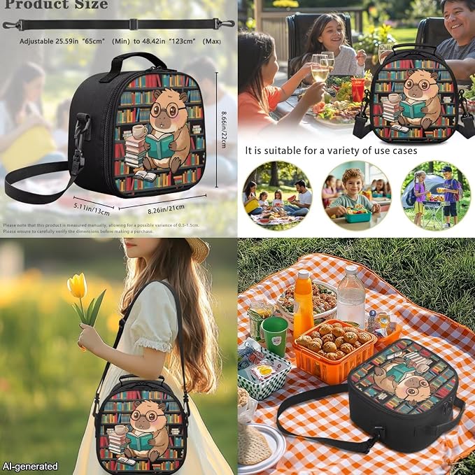 Cute Capybara Backpack for Boys Cute Animal Reading Backpack and Lunch Box for Girls Boys School Bag Set 4-in-1 Lightweight 17" Kids Bookbag Ages 8-10 10-12 Teens Daypack Purse - Image 5