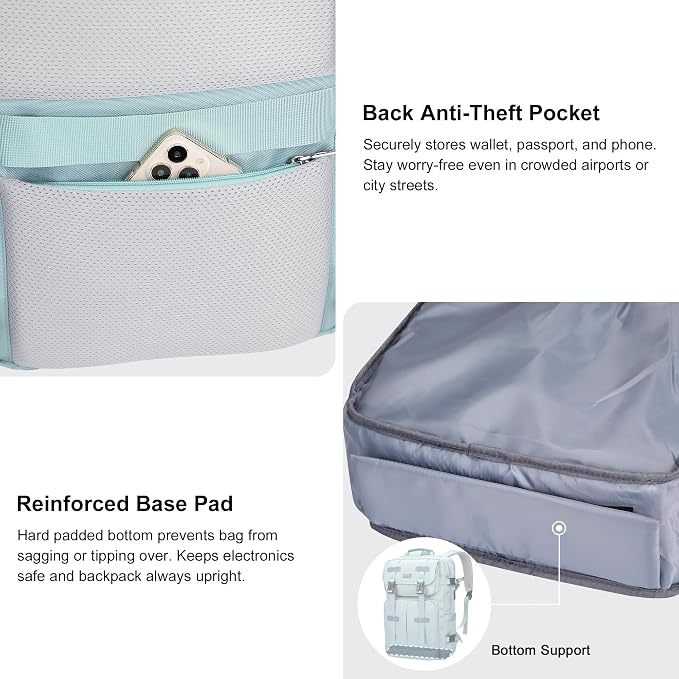 PIJUSHI Travel Backpack for Women, 3-In-1 Convertible Bag with Multi-Pocket | Carry On Luggage Duffle with 16" Laptop Compartment, Anti-Theft Back Pocket, USB Port for Daily, Airport - Image 7