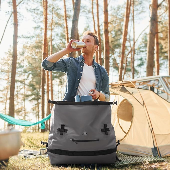 Haimont IPX7 Waterproof Roll-Top Dry Duffel Backpack | 60L/90L Sizes, 500D Tarpaulin, Welded Seams, Mesh Pockets, Boating & Kayaking - Image 9