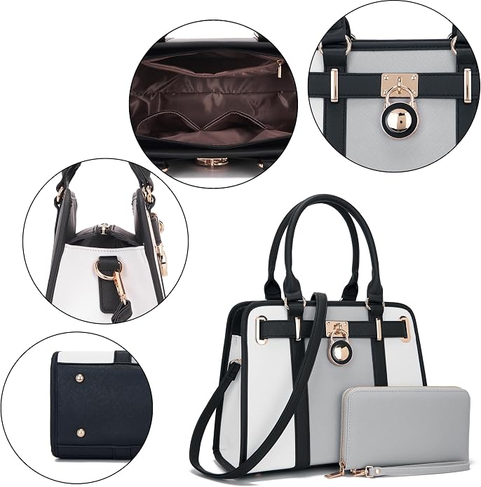 Qiyuer Structured Satchel Tote Handbags Set Women Purses with RFID Wallet | Premium, Sturdy, Spacious, Chic for Daily & Work, Vegan PU Leather, Multi-way Carry, Large Capacity RFID Wallet, Ideal Gift - Image 7