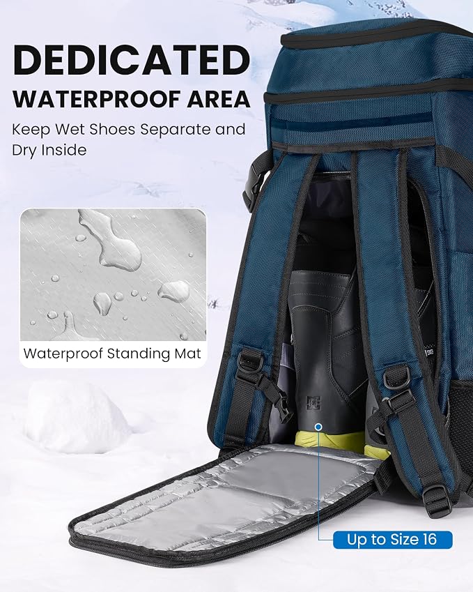 OutdoorMaster Ski Boot Bag, Snowboard Boots Travel Backpack for Helmet, Ski Shoes, Goggles, Gloves and Accessories, Waterproof Exterior & Bottom - Image 5