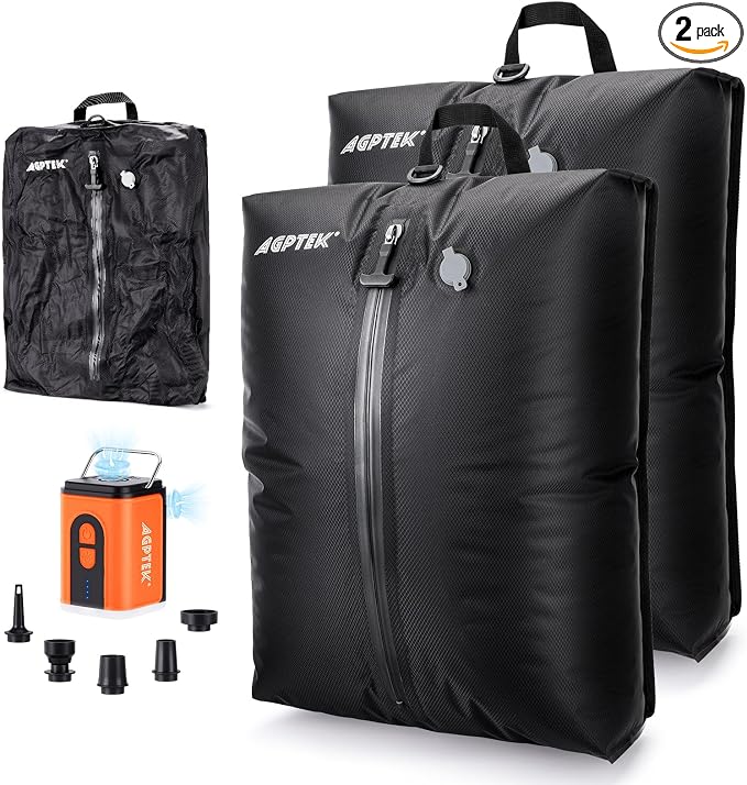 AGPTEK Travel Vacuum Bags with Mini Pump, IP67 Waterproof 2PCS Compression Bags for Carry on Luggage and Backpack, Electric Air Pump with 5 Nozzles & LED Light, Vacuum Seal Packing Cubes for Clothes by AGPTEK
