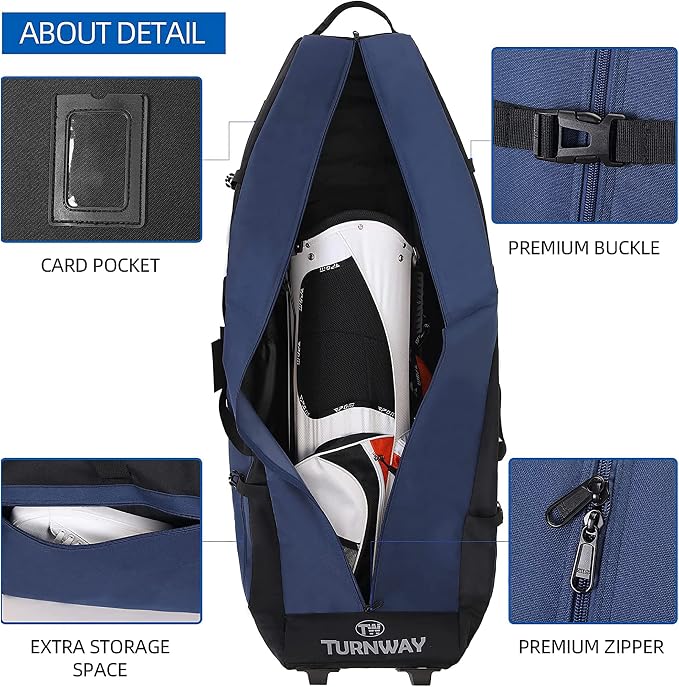 TurnWay Foldable Padded Golf Travel Bag, Heavy Duty 900D Polyester Golf Club Bag Waterproof Golf Carry Bag Cart Bag with Wheels, Soft-Sided Spacial Size for Golf Gear Transportation - Image 3