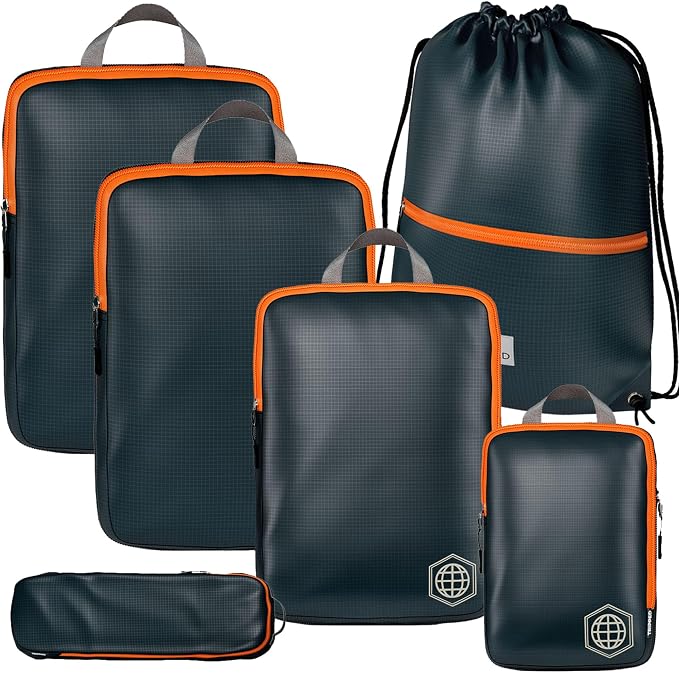 Extra Large Compression Packing Cube 6 Piece Set for Travel and Check Luggage by TRIPPED Travel Gear by TRIPPEDTravelGear