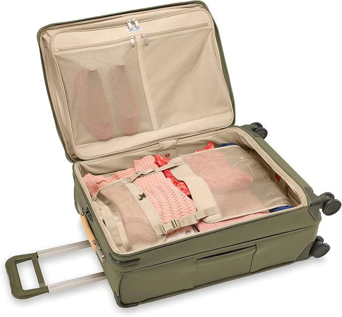 Briggs & Riley 26" Medium Expandable Spinner - Checked Luggage for Travel, Suitcases with Wheels, Softside Rolling Bag for Men & Women, Self-Repairing Zipper - Baseline Collection, Olive - Image 12