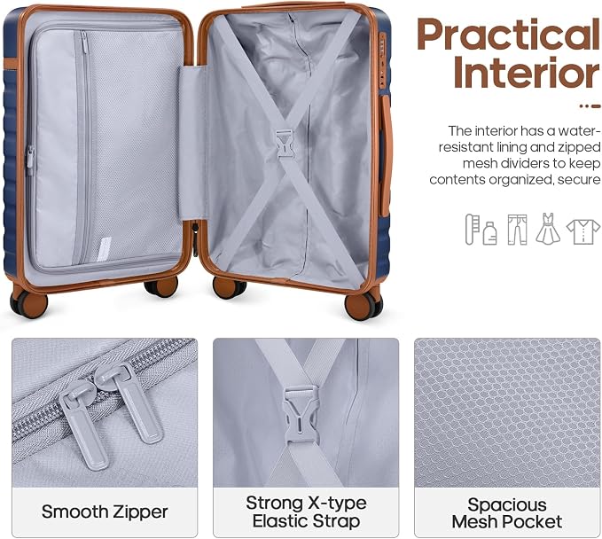 3 Piece Luggage Set, Durable ABS Hardshell Carry On Suitcase Set with Silent Spinner Wheels, YKK Zipper & TSA Lock, Lightweight Large Travel Checked Luggage,20/24/28 Inch - Image 2