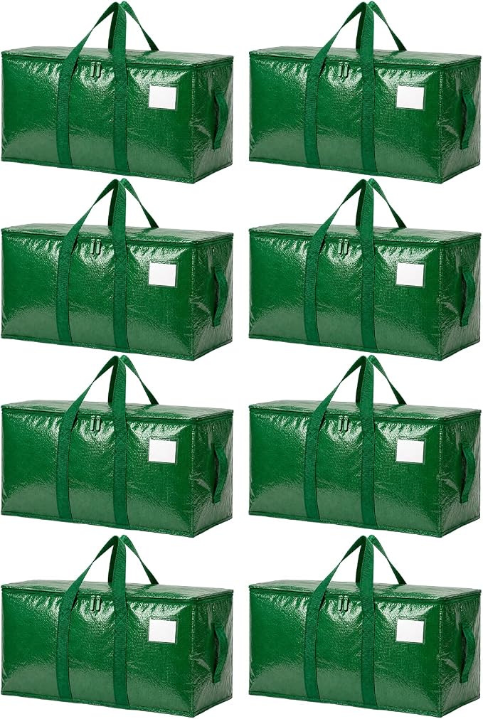 Songrey Heavy Duty Moving Bags, 8 Pack Large Storage Bags with Zipper & Handles, Waterproof Totes Bags for Clothes Packing, Moving, College Supplies, Home Organization by Unknown
