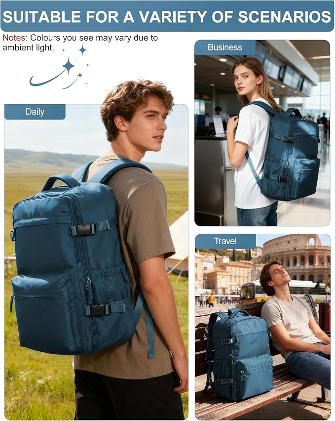 winspansy Vacuum Backpack Travel Essentials with Air Pump Compression Bags for Travel Carry on Flight Approved Seal Vacpack Personal Item Backpack with Vacuum System for Women Men Peacock Blue - Image 8