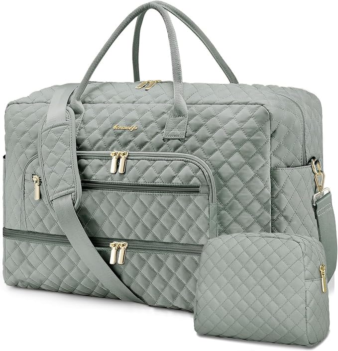 Travel Duffle Bag Weekender for Women - 38L Carry-On Overnight Personal Item Bag with Shoe Compartment & Wet Pocket Weekend Tote Bags with Toiletry Hospital Bags for Labor and Delivery by LUOCIP