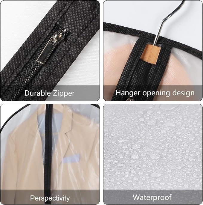 Garment Bags Clear Suit Bag for Closet Storage (60"12pcs-Black Edges) - Image 3