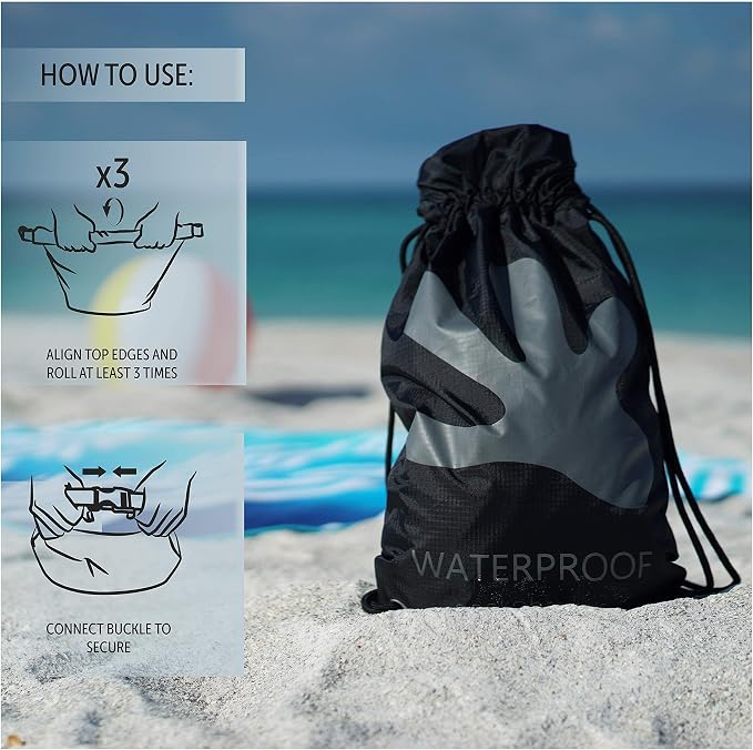 geckobrands Embark 10L Drawstring Backpack – Waterproof, Lightweight Dry Bag for Beach, Hiking, and Light Water Activities - Image 3