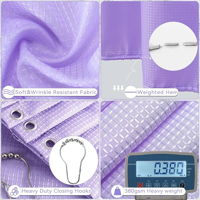 XLHOMO Bathroom Sets with Shower Curtain and Rugs, 27PCS Purple Bathroom Accessories Set with Trash Can, Purple Shower Curtain Set, No Slip Super Absorbent Bathroom Rugs - Image 5