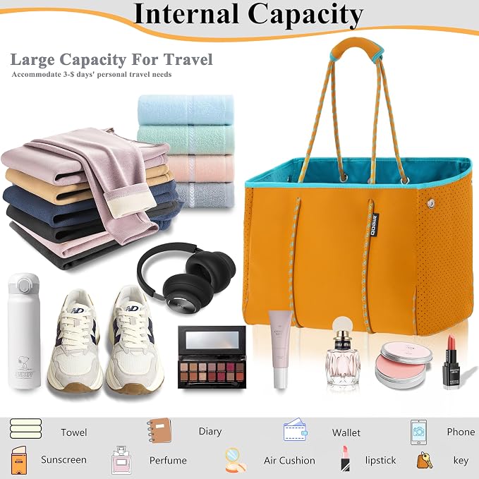 QOGiR Neoprene Multipurpose Beach Bag Tote with Inner Zipper Pocket … … … … - Image 5
