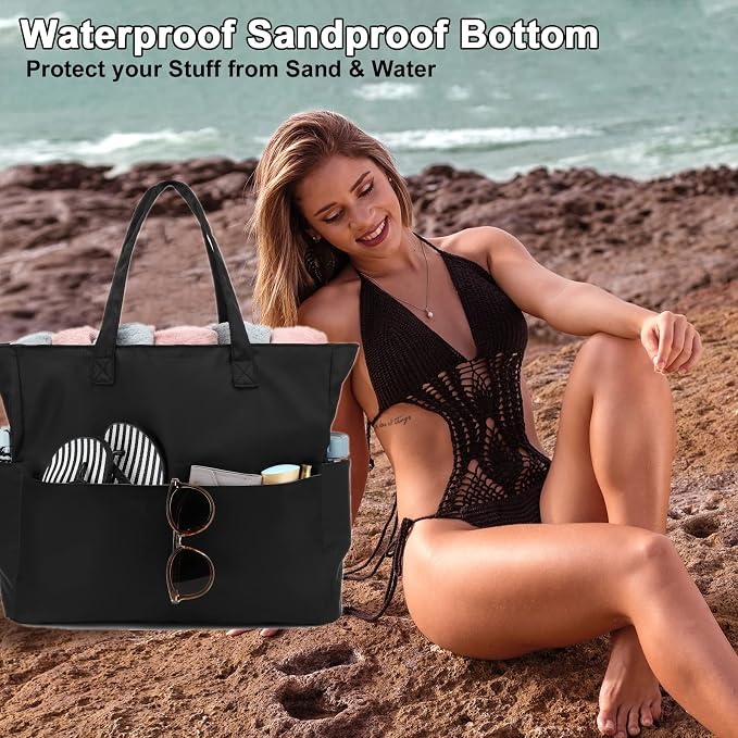 Bluboon Waterproof Beach Tote Pool Bags for Women Ladies Extra Large Carry On Bag With Wet Compartment for Weekender Travel - Image 6