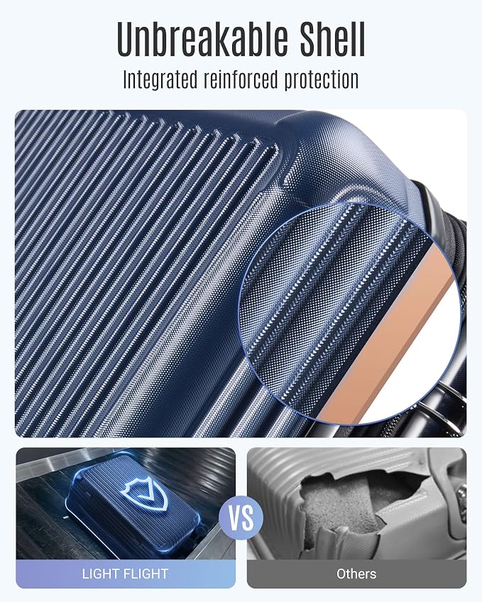LIGHT FLIGHT 3 Piece Luggage Sets With Spinner Wheels Hardshell TSA Lock | Durability, Spinner Wheels, Hardside Lightweight, TSA Lock, Durable, PC+ABS, Mobility, - Image 3