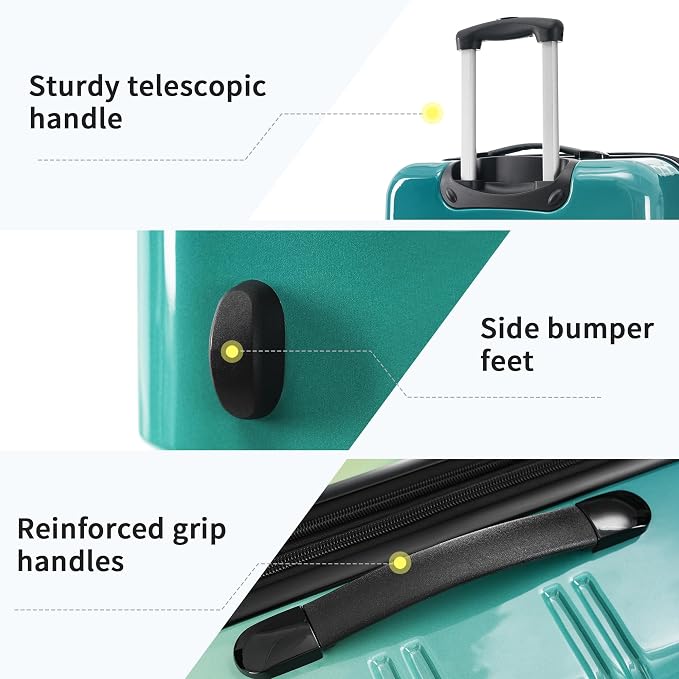 Merax Luggage Sets 3 Piece, Hardside Suitcase with Spinner Wheels,20+24+28 | Lightweight Gradient Color Suitcase with Carry on Luggage, Expandable Convenient Travel,Green and Yellow - Image 5