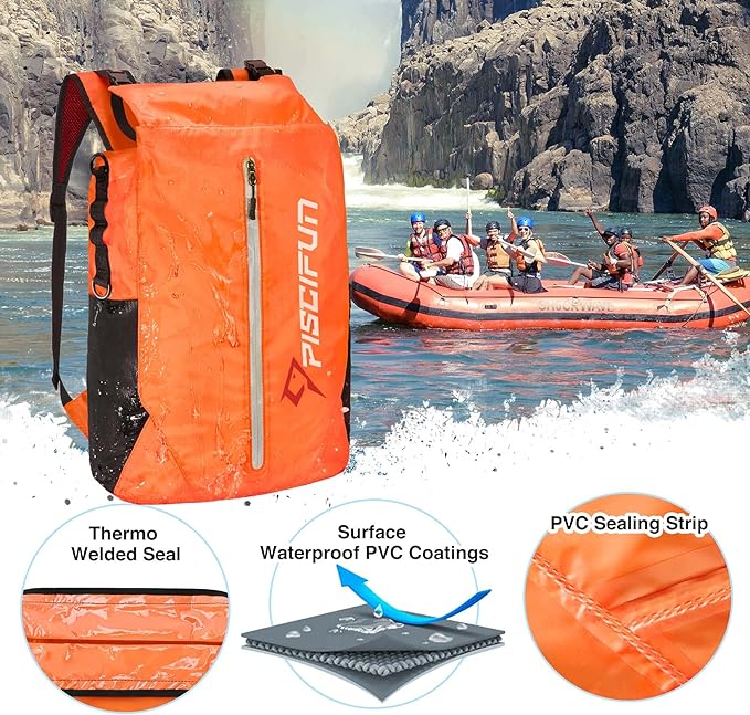 Piscifun Dry Bag Waterproof, Lightweight Dry Backpack Roll-Top Sealed with Waist Pouch and Phone Case Keeps Gear Dry Inside for Kayaking, Boating - Image 4