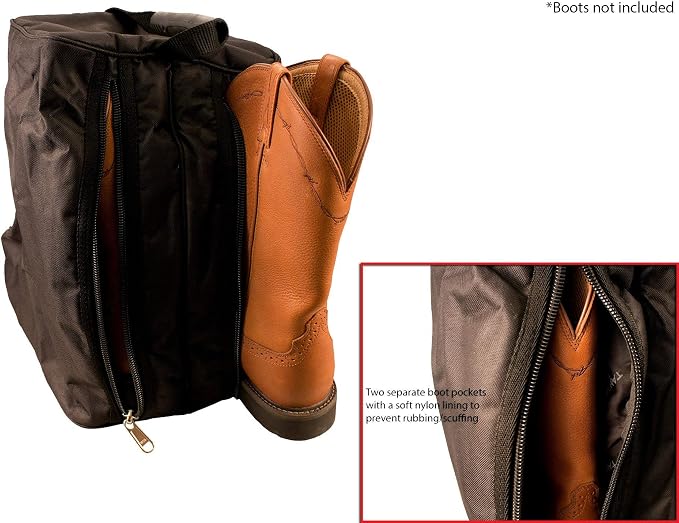 Tahoe Tack Durango Triple Layer Padded Western Boot Carry Bag with One Year Warranty (Brown) - Image 6
