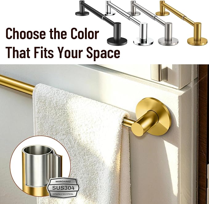 Magnetic Towel Bar, Adjustable Towel Rod with Larger Magnetic Base & Hidden Magnet Design, Non-Slip Magnetic Towel Holder for Refrigerator, Dishwasher, Oven, Washer (Brushed Gold, 1Pack) - Image 7