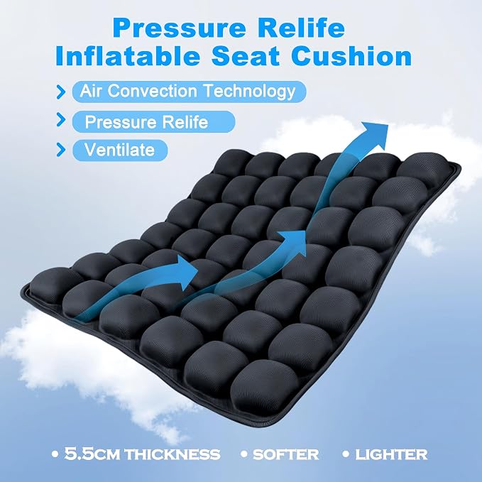 Travel Seat Cushion for Airplane,Portable&Adjustable Air Seat Cushion,Inflatable Cushion for Travel,Coccyx Tailbone Pain Relief Chair Pad - Image 4